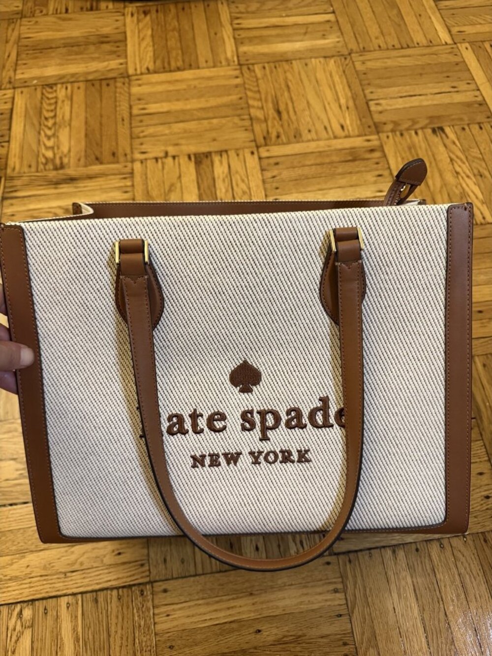 Kate Spade New York Canvas & Tan Leather Logo Tote - Unused - Picture 2 of 10
